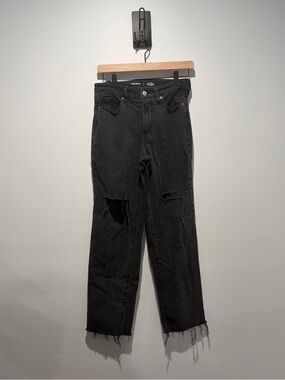 Old Navy High Rise O.G. Loose Secret Smooth Pocket Distressed Jean Black 4